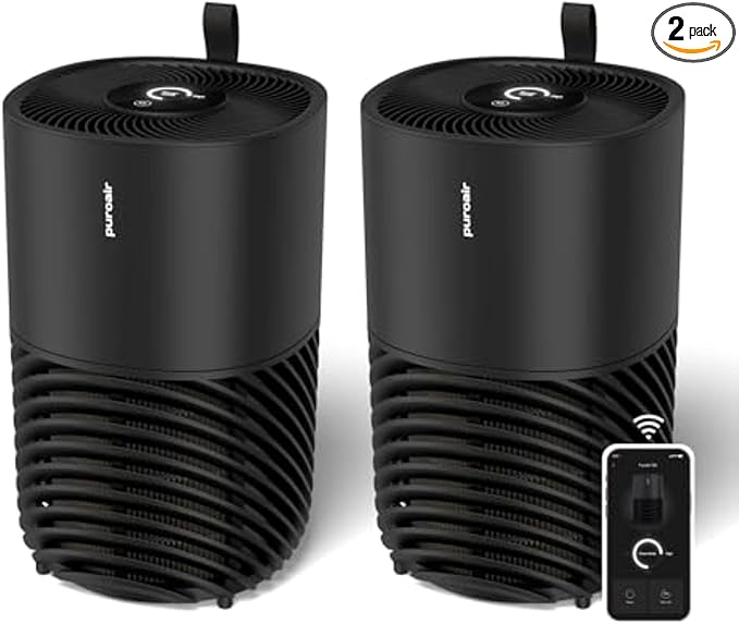 PuroAir 130x HEPA Air Purifiers for Home Pets - Covers Up To 600 Sq Ft - Filters Up To 99.9% of Pollutants, Smoke, Pollen, Dust - Quiet HEPA Air Filter - Air Purifiers for Bedroom (2 Pack)
