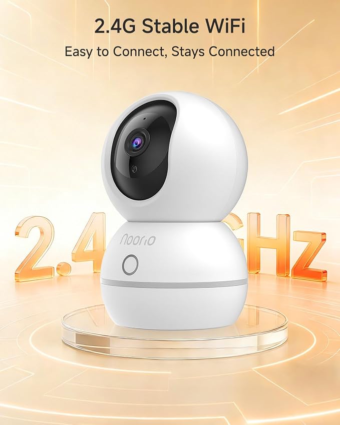 Noorio 4MP/2K Indoor Security Camera, 2.4GHz UHD 360° PTZ Pet/Dog Camera