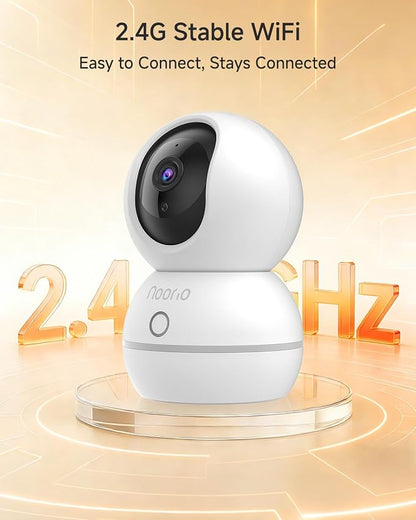 Noorio 4MP/2K Indoor Security Camera, 2.4GHz UHD 360° PTZ Pet/Dog Camera