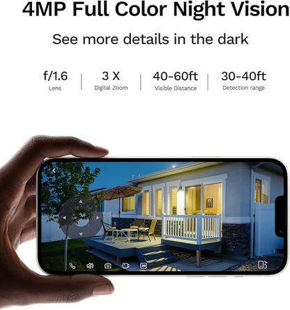 Solar Security Cameras Wireless Outdoor: 2K 4MP AOV 24/7 Continuous Recording Security Camera Wireless, 2.4G/5G Dual Band WiFi Camera with SD Card, Solar Powered, Color Night Vision, 2-Way Talk