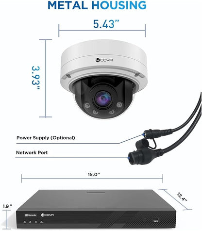 4COVR PoE AutoFocus 32 Channel Security Camera System 8TB HDD, LY57BA8M3224