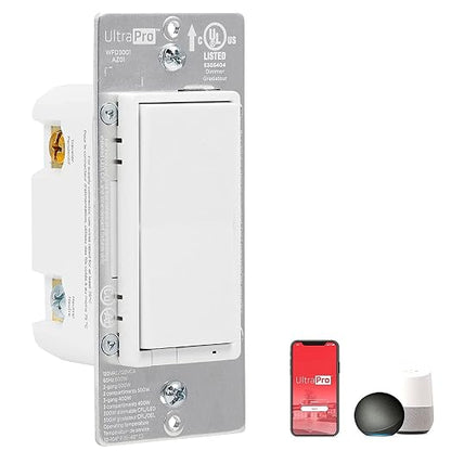 UltraPro Smart Dimmer Light Switch, White, Paddle, 1 Pack