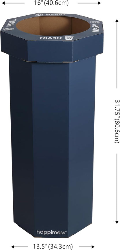 happimess Fleur 25 Gal Trash Can Bin, Denim Blue, Set of 2