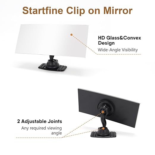 Stick-on Desk Security Mirror Convex Office Cubicle Mirror to See Behind You for Safety Rear-View Monitor for Work Station Cubicle Desk Computer PC Car(Rectangle 6.69"x2.95" Frameless)