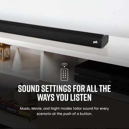 Polk Audio Signa S2 Sound Bar for Smart TV with Subwoofer, Wireless – Exclusive VoiceAdjust Technology, Ultra-Slim Design, Works with 4K & HD TVs, HDMI & Optical, Bluetooth, Wireless Streaming