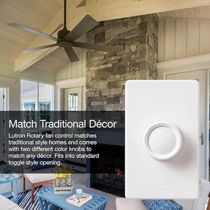 Lutron FSQ-2FH-DK Electronics Rotary On/Off Fan-Speed Control, White (Pack of 2)