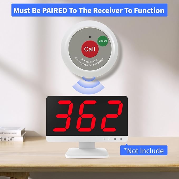 Upgrade Caregiver Call Button,Wireless Caregiver Pager Calling System,1000ft, 1 Alert Emergency Call Button for Medical Clinic Nurses Station Home Hospital