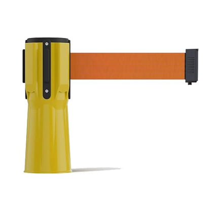 Trafford Industrial 11 Ft. Cone-Mounted Retractable Belt Barrier Yellow Case with OrangeBelt