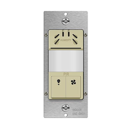 TOPGREENER Humidity Sensor Switch with PIR Lighting Motion Sensor, Neutral Wire Required, Air Moisture Detection for Ventilation Fan, Bathroom Fan Automated Control, UL Listed, TDHOS5-I, Ivory