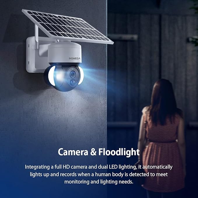 Tuya Smart Solar Security Camera Wireless Outdoor, WiFi 2.4GHz Camera No Wiring Needed, 12000mAh Battery & 6W Solar Panel, 3MP HD, Color Night Vision, PIR Motion Detection, Two-Way Audio, IP66