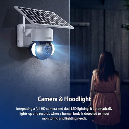 Tuya Smart Solar Security Camera Wireless Outdoor, WiFi 2.4GHz Camera No Wiring Needed, 12000mAh Battery & 6W Solar Panel, 3MP HD, Color Night Vision, PIR Motion Detection, Two-Way Audio, IP66