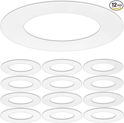 12 Pack Gloss White Goof Trim Ring for 4 Inch Recessed Can Lighting Down Light, Outer Diameter 6.7 inches, Inner Diameter 4.2 Inches