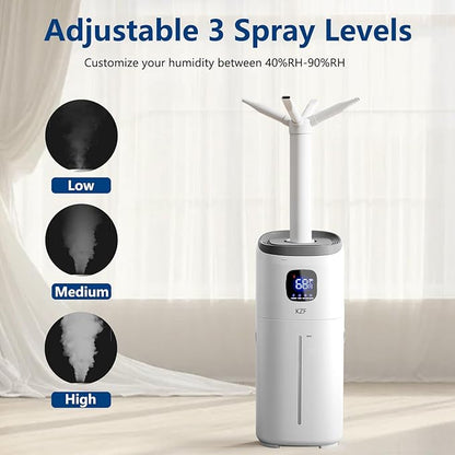KZF 15L Humidifiers for Bedroom Large Room with a Spray Can - 2000 Sq.ft Coverage, 72Hrs Runtime, Top Fill, 26dB Quiet, 3 Mist Levels & Diffuser, Auto Shut-Off, Ready for Baby Nursery and Plants
