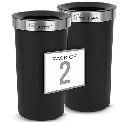 Simpli-Magic 16 Gallon (60L) Open Top Trash Can – Round Commercial Trash Can – Smudge-Resistant, Easy to Clean, Non-Skid Base, Stainless Steel (2 Pack)