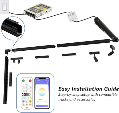 6 Pack Magnetic Track Lighting Rail, 4-Wire Recessed Aluminum Rail for LED Track Light System, Flush Mount 24V Low Voltage Adjustable Track for Ceiling (39.4inch/3.3ft)