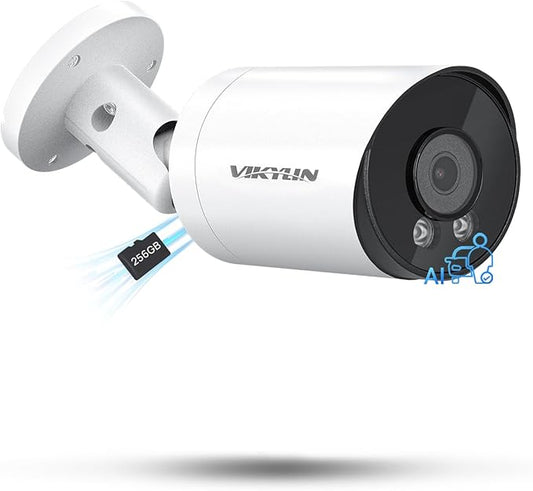 VIKYLIN 4K 8MP Starlight PoE IP Camera Outdoor, 8MP Bullet PoE Camera with AI Human Vehicle Detection, 2.8mm Lens, Built-in Mic, MicroSD 256GB, WDR, IP67, Blue Iris, NDAA Compliant