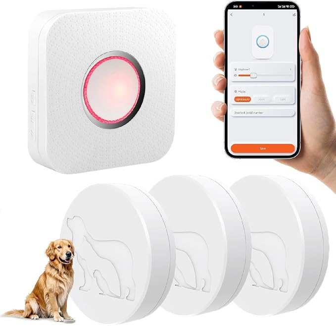 WiFi Dog Door Bell for Potty Training to Go Outside, Smart Doggie Door Bell for Dog, Wireless Doggy Doorbell with Phone App