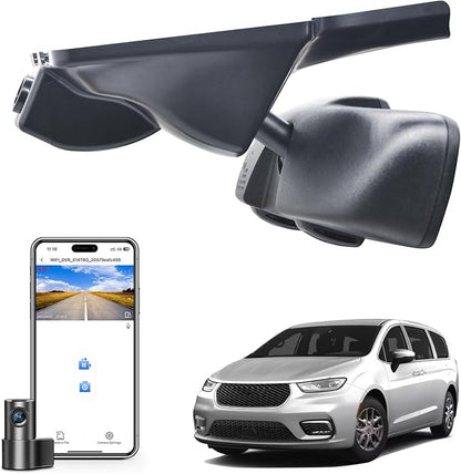 Front 4K & Rear 1080P Dash Custom fit for Chrysler Pacifica 2017 2018 2019 2020 2021 2022 2023 2024 2025 2026 (Model A),Limited Touring-L Pinnacle etc,Integrated OEM Look,UHD 2160P Video,128GB Card