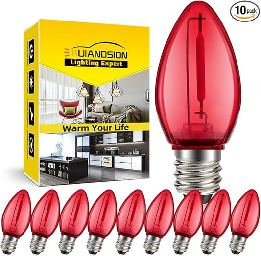 Ruiandsion E12 LED Bulb 110V Red E12 Screw-in for Chandelier Holiday Light String Wall Night Display Light Pack of 10