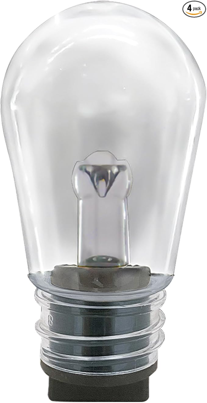 Satco S11273 1W S14 LED Replacement String Light Lamp, RGBW, Starfish IOT, Dimmable, 2700K Warm White and RGBW Color Changing, 26 Lumens, Clear, 4-Pin Base, 12V, Wet Location, 2 Bulbs Card (4 Pack)