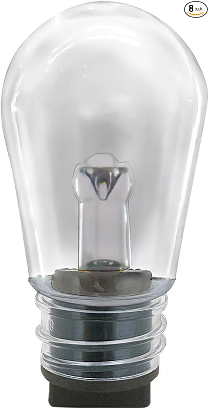 Satco S11273 1W S14 LED Replacement String Light Lamp, RGBW, Starfish IOT, Dimmable, 2700K Warm White and RGBW Color Changing, 26 Lumens, Clear, 4-Pin Base, 12V, Wet Location, 2 Bulbs Card (8 Pack)