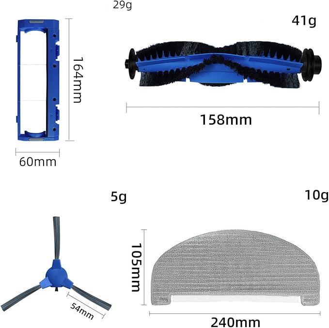 Robot Vacuum Cleaner Replacement Parts for Eufy G40 G40 Hybrid+ Accessories Kit with 1 Roller Brush