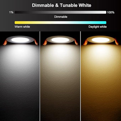 YGS-Tech Smart 2 Inch LED Recessed Lighting RGB WiFi Downlight, 5W Compatible with Alexa and Google Home, Dimmable RGB & CCT 2700-6500K Color Changing, 120V Ceiling Light with LED Driver (4 Pack)