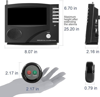 Nurse Call System Caregiver Pager Call System with 10 Dual Feature Call Buttons and 1 Central Monitoring Unit Clinic Care Restaurant Assisted Living Nursing Customers Patients Residents