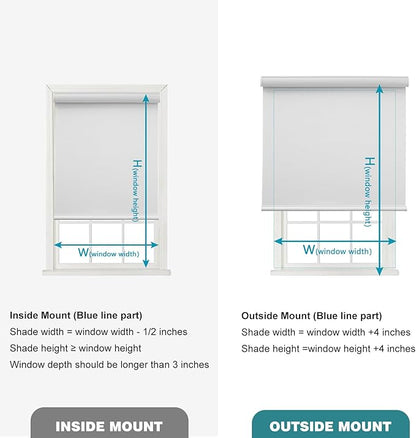 Changshade Custom Size Cordless Roller Shades, Blackout Roller Window Blinds with Thermal Insulated for Office, Living Room, Bedroom, Kitchen, Easy Installation,White