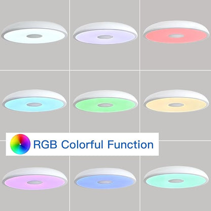 Smart Waterproof LED Flush Mount Ceiling Light Fixture,with Bluetooth Speaker,11 Inch,18 watt,Dimmable Music Lamp,RGB Color Changing Light with Remote Control,for Bathroom,Shower,Bedroom