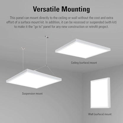 Metalux MMS Multi-Mount 6 in x 4 ft LED Panel Ceiling Light with 5 CCT and Lumen Select, 0-10V Dimming, Surface Mount, Recessed, Suspended, Wall Mount, 90 CRI - 4MMS6-L3C5-UNV