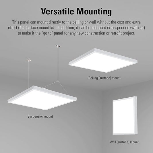 Metalux MMS Multi-Mount 6 in x 4 ft LED Panel Ceiling Light with 5 CCT and Lumen Select, 0-10V Dimming, Surface Mount, Recessed, Suspended, Wall Mount, 90 CRI - 4MMS6-L3C5-UNV