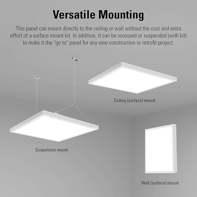Metalux MMS Multi-Mount 1x4 LED Panel Ceiling Light with 3 CCT and Lumen Select, 0-10V Dimming, Surface Mount, Recessed, Suspended, Wall Mount, 90 CRI - 14MMS-L3C3-UNV