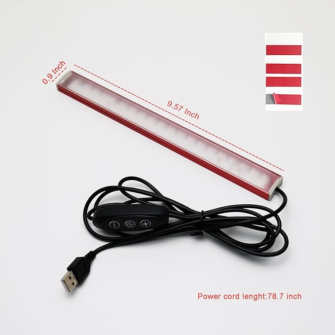 660nm & 850nm Red Light Strip, 9.6 Inch Near Infrared Light Bar with 5 Brightness Levels, USB Powered Red Light for Muscle Relaxation, Home & Fitness Use（2 pcs）