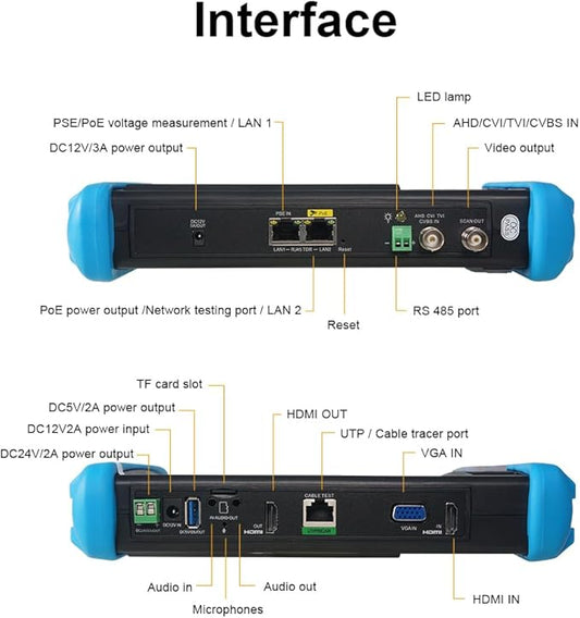 EVERSECU 7 Inch Touch Screen 5 in 1 CCTV Tester with Cable Tracer, Support Upt to 4K IP Camera & 8.0 Megapixel AHD, TVI, CVI & CVBS Analog Camera, with Keyboard/IP Discovery/POE Output/APP