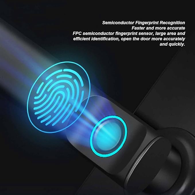 Smart Door Lock with Fingerprint Scanner, Keyless Entry with Handle, Biometric Password Card APP Control for Bedroom Home Hotel Office