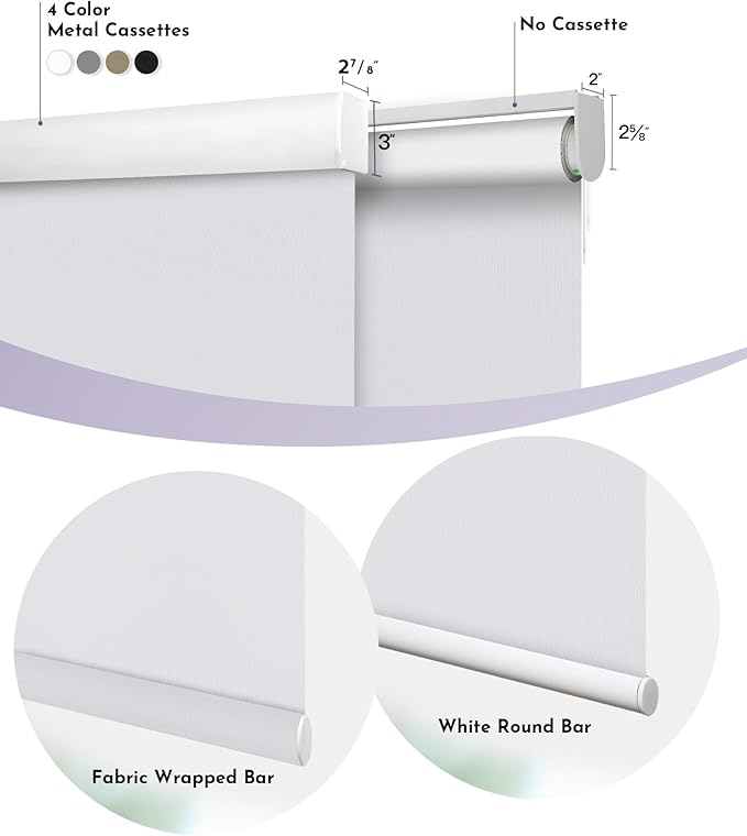 Graywind Motorized Roller Shade Compatible with Alexa Google 100% Blackout Rechargeable Smart Blinds Remote Control Battery Motor Cordless Window Shades, Customized Size (Pure White)