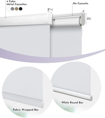 Graywind Motorized Roller Shade Compatible with Alexa Google 100% Blackout Rechargeable Smart Blinds Remote Control Battery Motor Cordless Window Shades, Customized Size (Pure White)
