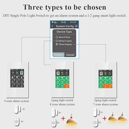 LANBON L8 LCD Alarm Smart Switch, Smart Home Security & Light Control Switch,Indoor Alarm System for Home Security,DIY Door/Window Alarm with APP No Subscription-7 Pieces Kit,Need Neutral Wire,L8-HAK