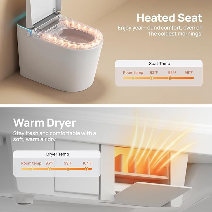 Smart Toilet with Bidet Built-in: Ultra Gentle Wash Bidet Toilet Child Mode