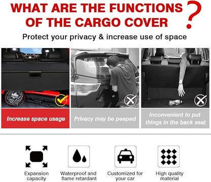 Powerty Retractable Cargo Cover for 2014-2019 Land Rover Range Rover Sport, Canvas Texture Trunk Cover Privacy Screen Rear Security Shade for Range Rover Sport Accessories
