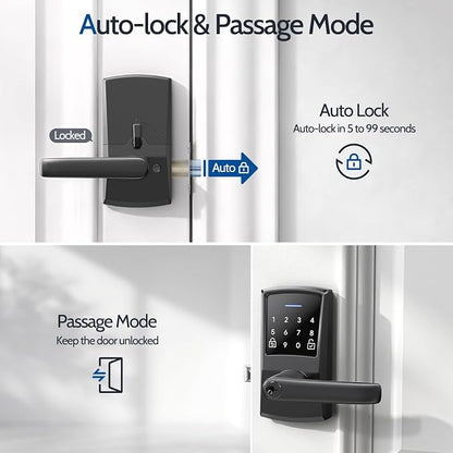 Keypad Door Lock with Handle, Keyless Entry Digital Code for Front Door