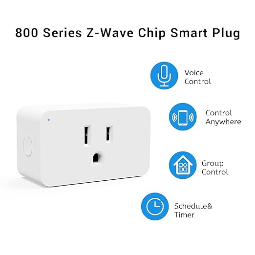 New One Zwave Plug, 800 Series Zwave Outlet, Bult in Zwave Repeater, Z-Wave Smart Plug, Z-Wave Hub Required, Compatible with Hubitat, SmartThings, Vera, Wink, Fibaro, Homeseer, 2GIG, Alarm