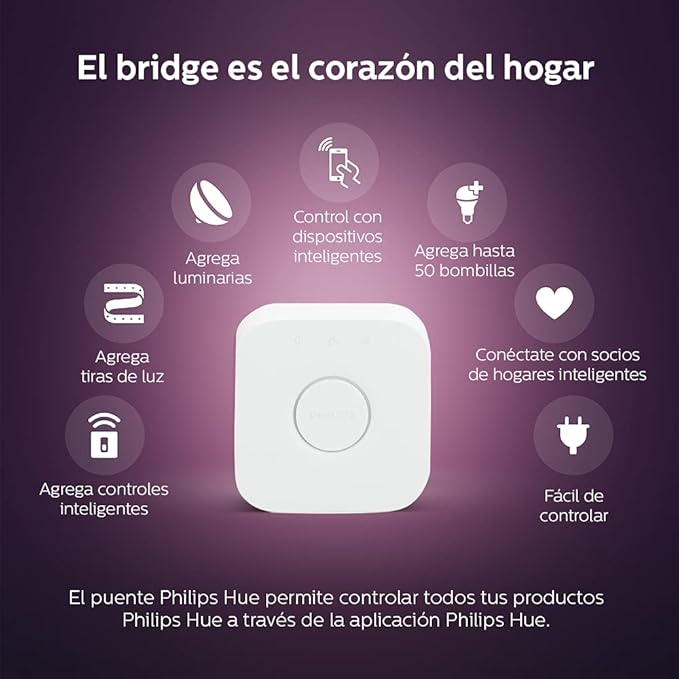 Philips Hue (1) Bridge with (2) Smart 60W A19 LED Bulb, White and Color Ambiance Color-Changing Light, 800LM, E26 - Control with Hue App - Works with Alexa, Google Assistant, Apple Homekit, and Matter