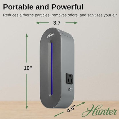 Hunter Plug-in UV Air Sanitizer, Black – Whisper Quiet UV-C Air Sanitizer, Matches A Variety of Room Decors and Styles
