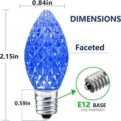 25 Pack C7 LED Replacement Bulbs- Multicolor Bulbs Dimmable for Christmas Outdoor Indoor String Lights, IP65 Waterproof Multicolor LED Night Light Bulbs, 0.72 Watts, C7/E12 Candelabra Base