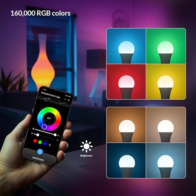 Smart LED Light Bulb, E27, WiFi, Color Changing 2700K-6500K, Compatible with Alexa, Google Home, Apple Home, SmartThings