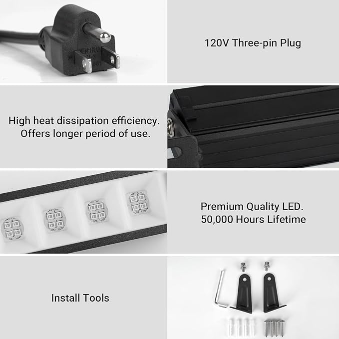 48W LED Black Light Bar Blacklight Bars with Plug and Switch Light Up 22x22ft Area for Glow Party Halloween Parties Bedroom Decorations Stage Lighting -3pack Carrying a Remote Control