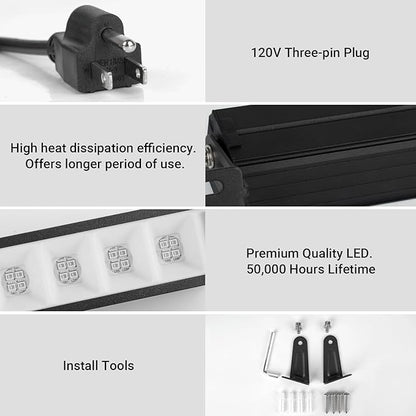 48W LED Black Light Bar Blacklight Bars with Plug and Switch Light Up 22x22ft Area for Glow Party Halloween Parties Bedroom Decorations Stage Lighting -3pack Carrying a Remote Control