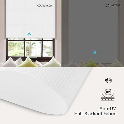 Aprilsmart Motorized Blinds with Remote,Light Filtering Motorized Roller Shades Work with Apple Homekit,Alexa,SmartThings,Google Home,Customize Blinds(Sunscreen White-58)